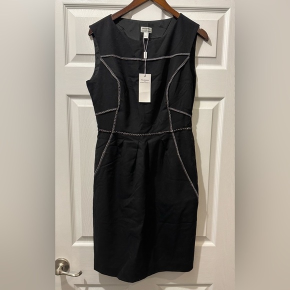 PHILOSOPHY di ALBERTA FERRETTI 8 M Black Shift Dress White Stitching LBD R $995 - Picture 2 of 10